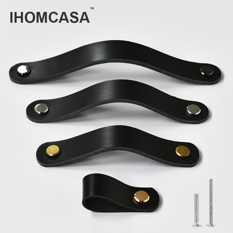 Furniture Hardware Restoration - IHOMCASA Black Leather Knobs Cupboard Shoe